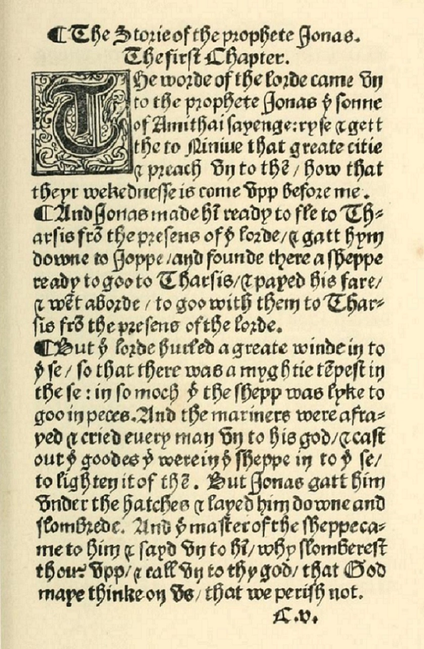 Image of Jonah 1:1-6 as translated by William Tyndale